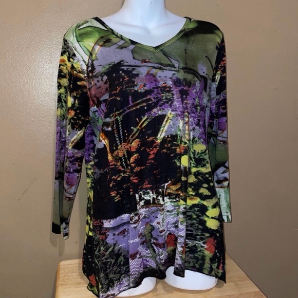 Parsley & Sage Tops - Parsley & Sage Vibrant Green and Purple Women's Blouse